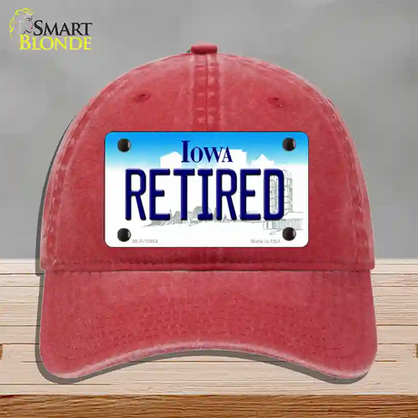 Retired Iowa Novelty License Plate Hat Unconstructed Cotton / Red