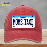 Moms Taxi Iowa Novelty License Plate Hat Unconstructed Cotton / Red