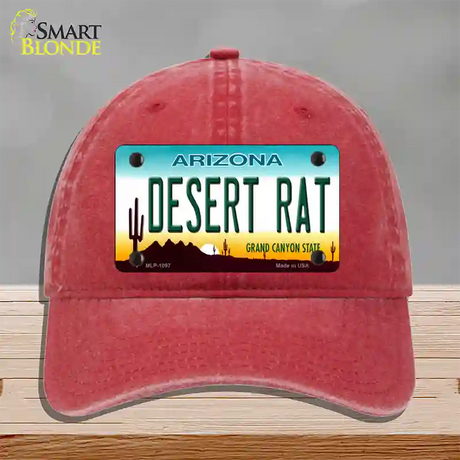 Desert Rat Arizona Novelty License Plate Hat Unconstructed Cotton / Red