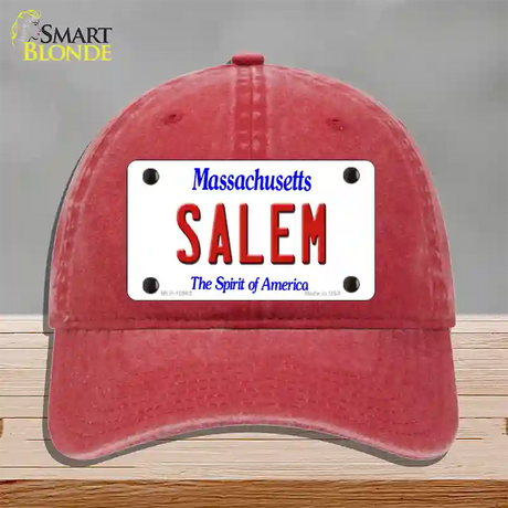 Salem Massachusetts Novelty License Plate Hat Unconstructed Cotton / Red