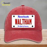 Waltham Massachusetts Novelty License Plate Hat Unconstructed Cotton / Red