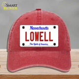 Lowell Massachusetts Novelty License Plate Hat Unconstructed Cotton / Red