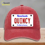 Quincy Massachusetts Novelty License Plate Hat Unconstructed Cotton / Red