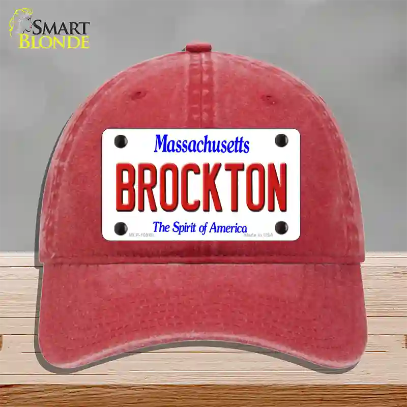 Brockton Massachusetts Novelty License Plate Hat Unconstructed Cotton / Red