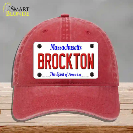 Brockton Massachusetts Novelty License Plate Hat Unconstructed Cotton / Red