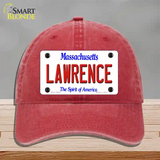 Lawrence Massachusetts Novelty License Plate Hat Unconstructed Cotton / Red