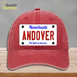 Andover Massachusetts Novelty License Plate Hat Unconstructed Cotton / Red