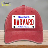 Harvard Massachusetts Novelty License Plate Hat Unconstructed Cotton / Red