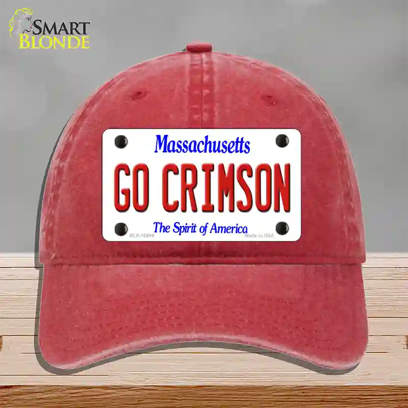 Go Crimson Massachusetts Novelty License Plate Hat Unconstructed Cotton / Red