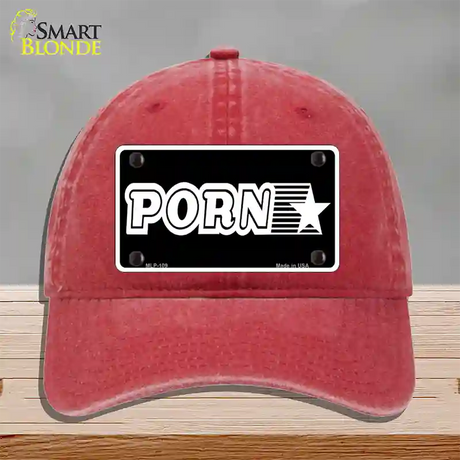 Porn Star Novelty License Plate Hat Unconstructed Cotton / Red