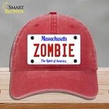 Zombie Massachusetts Novelty License Plate Hat Unconstructed Cotton / Red