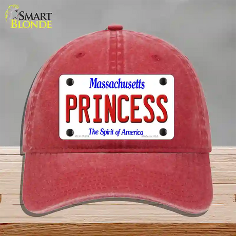 Princess Massachusetts Novelty License Plate Hat Unconstructed Cotton / Red