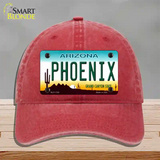 Phoenix Arizona Novelty License Plate Hat Unconstructed Cotton / Red