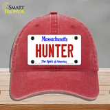 Hunter Massachusetts Novelty License Plate Hat Unconstructed Cotton / Red