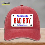 Bad Boy Massachusetts Novelty License Plate Hat Unconstructed Cotton / Red