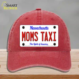 Moms Taxi Massachusetts Novelty License Plate Hat Unconstructed Cotton / Red