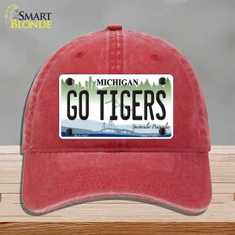 Go Tigers Michigan Novelty License Plate Hat Unconstructed Cotton / Red