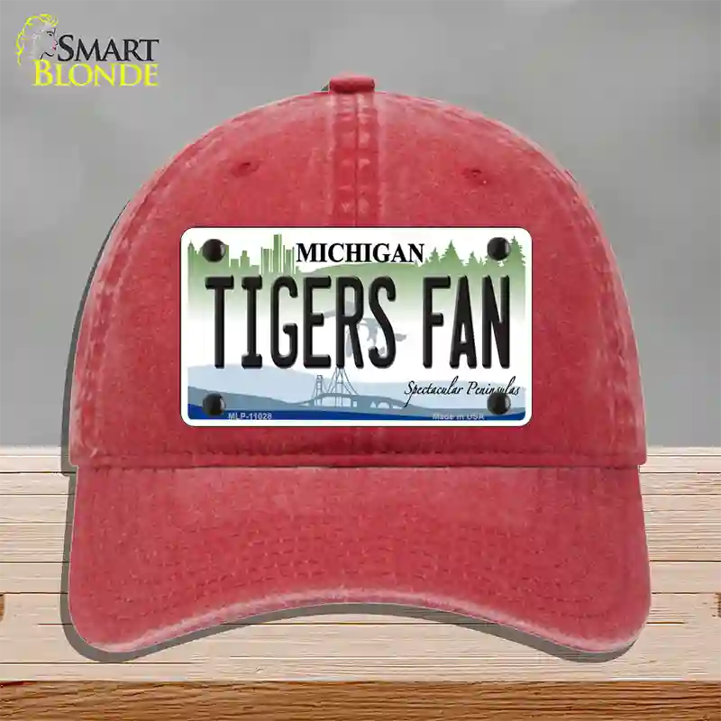 Tigers Fans Michigan Novelty License Plate Hat Unconstructed Cotton / Red