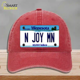 N Joy MN Minnesota Novelty License Plate Hat Unconstructed Cotton / Red