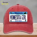 Minnesota Girl Minnesota Novelty License Plate Hat Unconstructed Cotton / Red