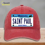 Saint Paul Minnesota State Novelty License Plate Hat Unconstructed Cotton / Red