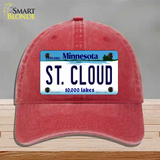 St Cloud Minnesota State Novelty License Plate Hat Unconstructed Cotton / Red