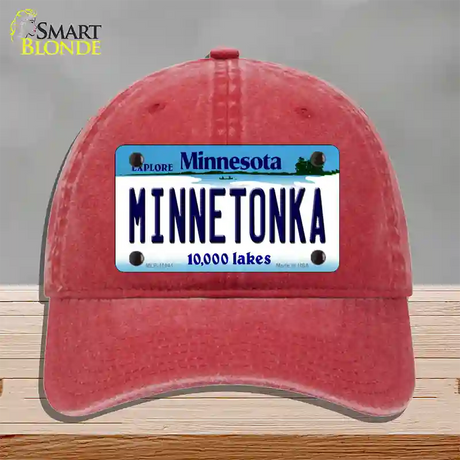 Minnetonka Minnesota State Novelty License Plate Hat Unconstructed Cotton / Red