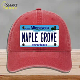 Maple Grove Minnesota State Novelty License Plate Hat Unconstructed Cotton / Red