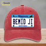 Bemid Ji Minnesota State Novelty License Plate Hat Unconstructed Cotton / Red