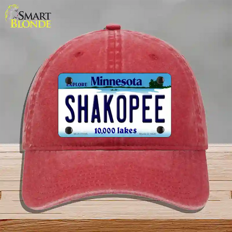 Shakopee Minnesota State Novelty License Plate Hat Unconstructed Cotton / Red