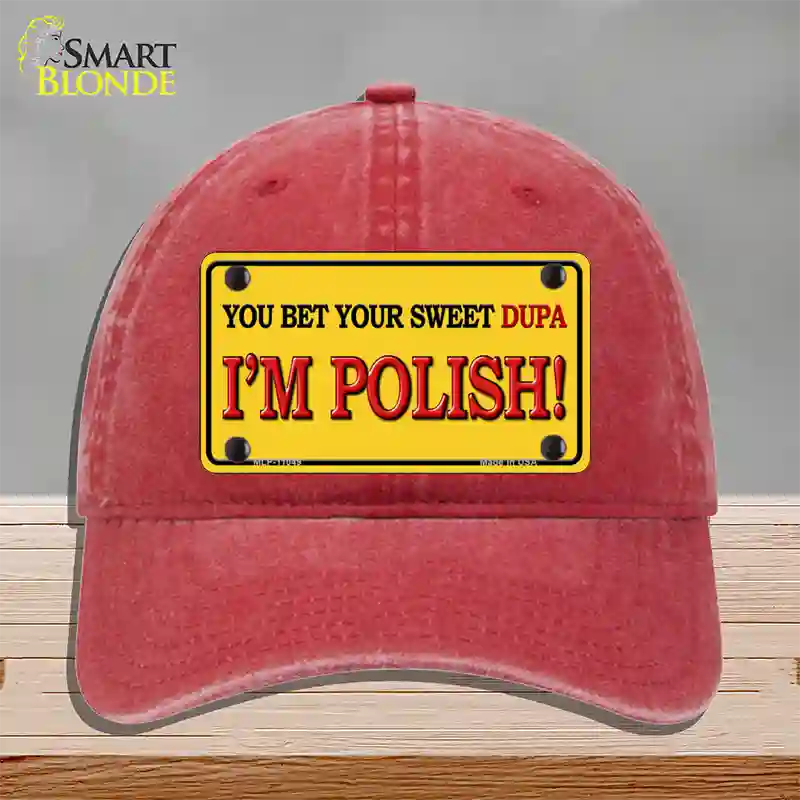 Im Polish Yellow Novelty License Plate Hat Unconstructed Cotton / Red