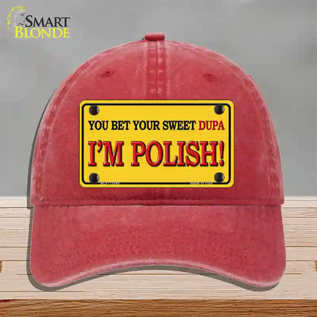 Im Polish Yellow Novelty License Plate Hat Unconstructed Cotton / Red