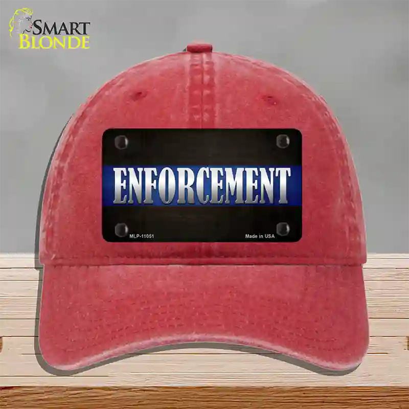 Enforcement Novelty License Plate Hat Unconstructed Cotton / Red