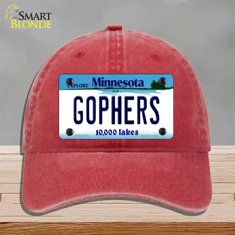 Gophers Minnesota State Novelty License Plate Hat Unconstructed Cotton / Red