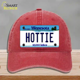 Hottie Minnesota State Novelty License Plate Hat Unconstructed Cotton / Red