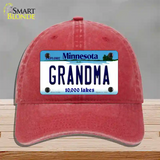 Grandma Minnesota State Novelty License Plate Hat Unconstructed Cotton / Red