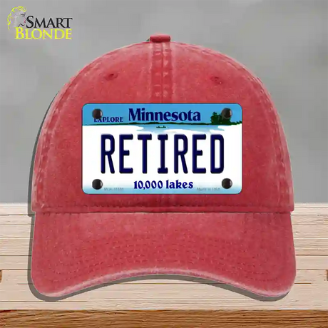 Retired Minnesota State Novelty License Plate Hat Unconstructed Cotton / Red