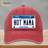 Hot Mama Minnesota State Novelty License Plate Hat Unconstructed Cotton / Red