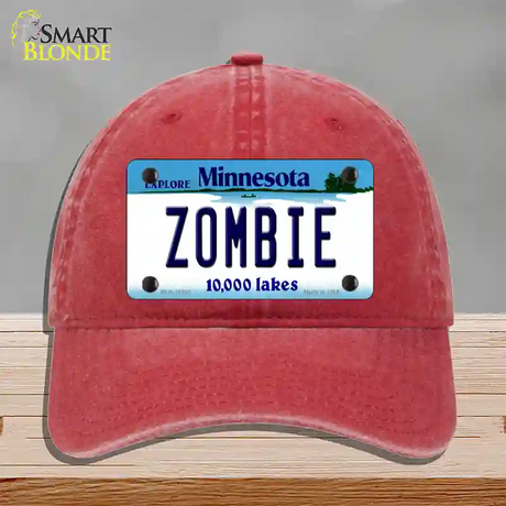 Zombie Minnesota State Novelty License Plate Hat Unconstructed Cotton / Red