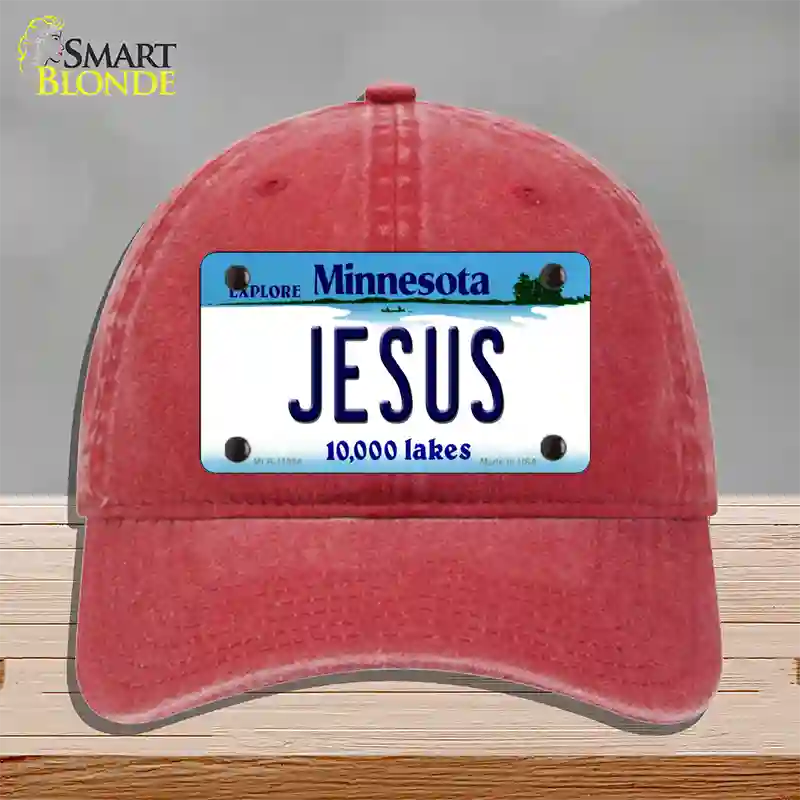 Jesus Minnesota State Novelty License Plate Hat Unconstructed Cotton / Red