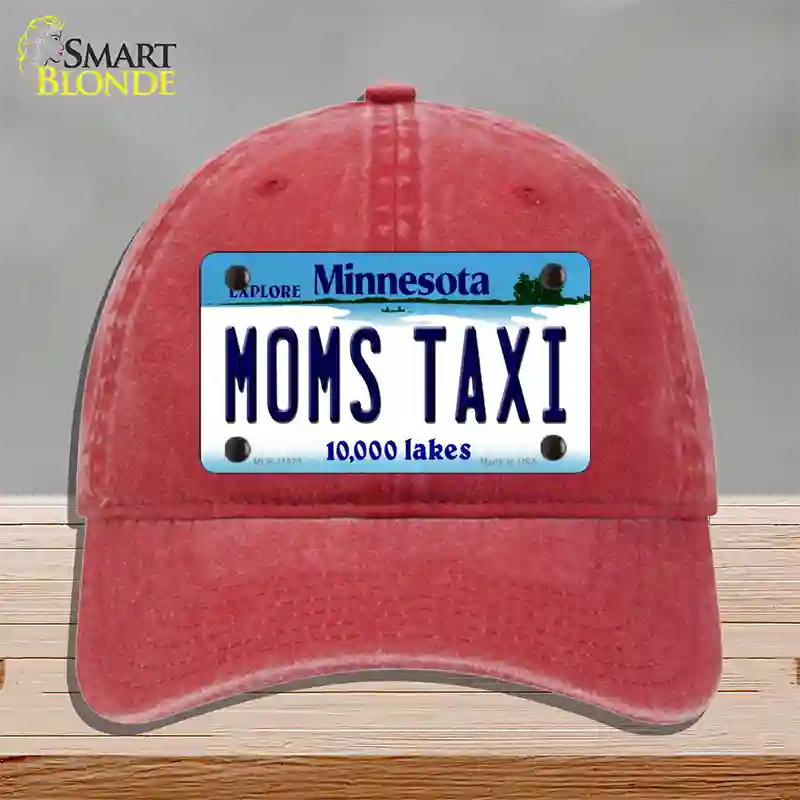 Moms Taxi Minnesota State Novelty License Plate Hat Unconstructed Cotton / Red