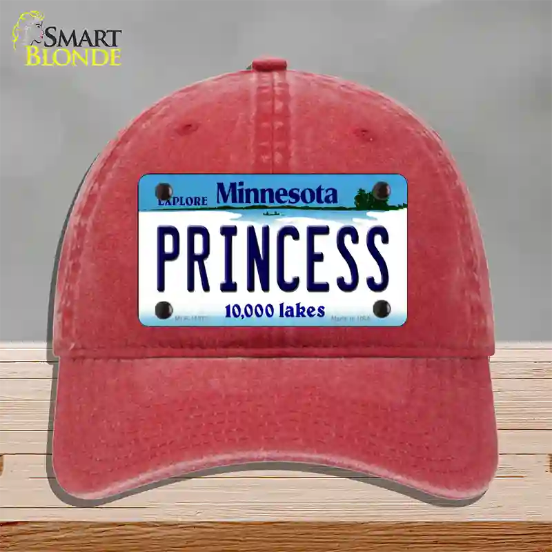 Princess Minnesota State Novelty License Plate Hat Unconstructed Cotton / Red