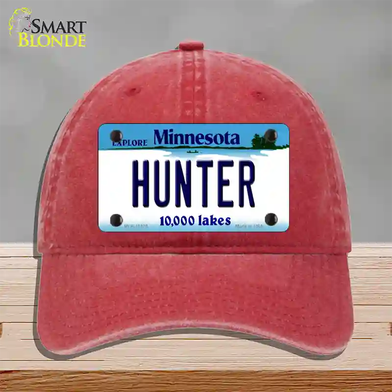 Hunter Minnesota State Novelty License Plate Hat Unconstructed Cotton / Red