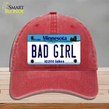 Bad Girl Minnesota State Novelty License Plate Hat Unconstructed Cotton / Red