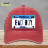 Bad Boy Minnesota State Novelty License Plate Hat Unconstructed Cotton / Red