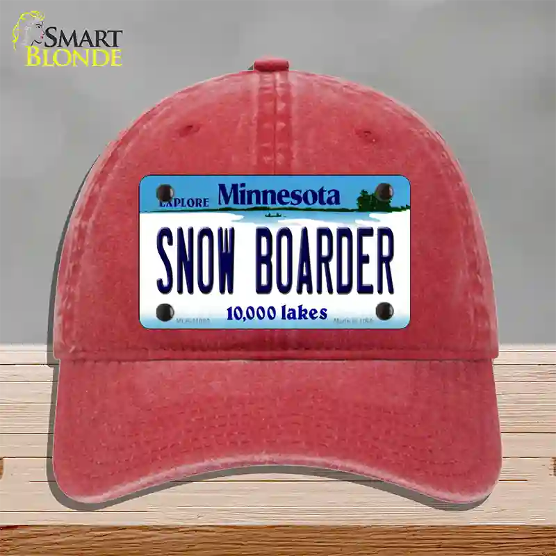 Snow Boarder Minnesota State Novelty License Plate Hat Unconstructed Cotton / Red