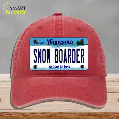 Snow Boarder Minnesota State Novelty License Plate Hat Unconstructed Cotton / Red