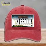 Missoula Montana State Novelty License Plate Hat Unconstructed Cotton / Red