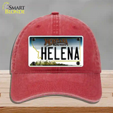 Helena Montana State Novelty License Plate Hat Unconstructed Cotton / Red