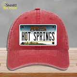 Hot Springs Montana State Novelty License Plate Hat Unconstructed Cotton / Red